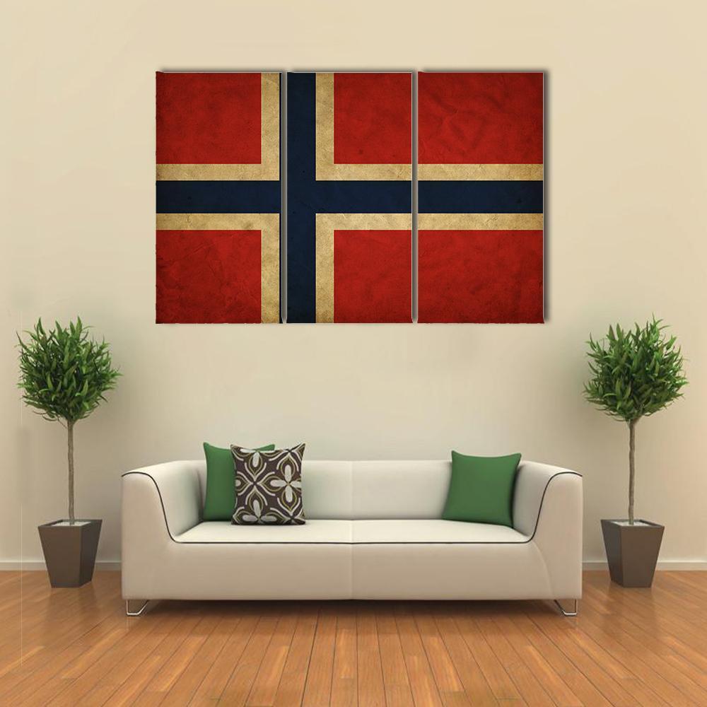 Grunge Norway Flag Canvas Wall Art-3 Horizontal-Gallery Wrap-37" x 24"-Tiaracle