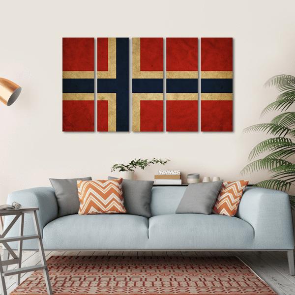 Grunge Norway Flag Canvas Wall Art-5 Horizontal-Gallery Wrap-22" x 12"-Tiaracle