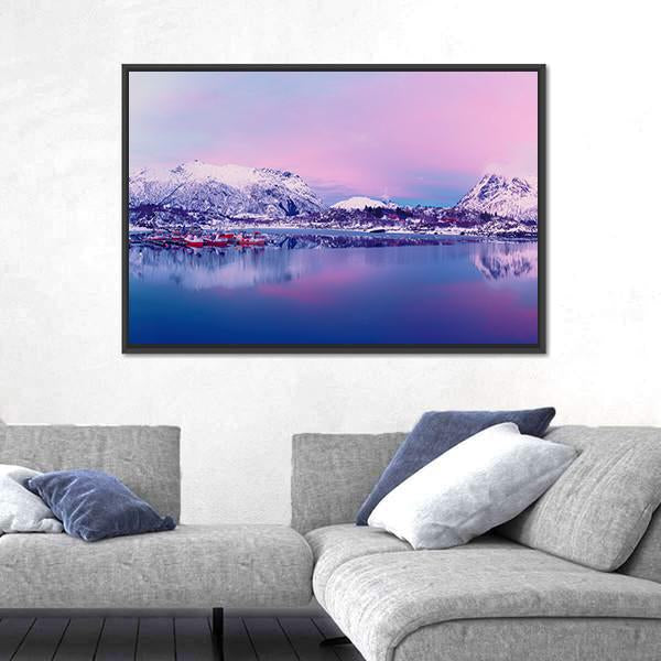 Norway Lake In Winter Canvas Wall Art-3 Horizontal-Gallery Wrap-25" x 16"-Tiaracle