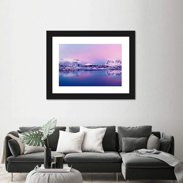 Norway Lake In Winter Canvas Wall Art-3 Horizontal-Gallery Wrap-25" x 16"-Tiaracle