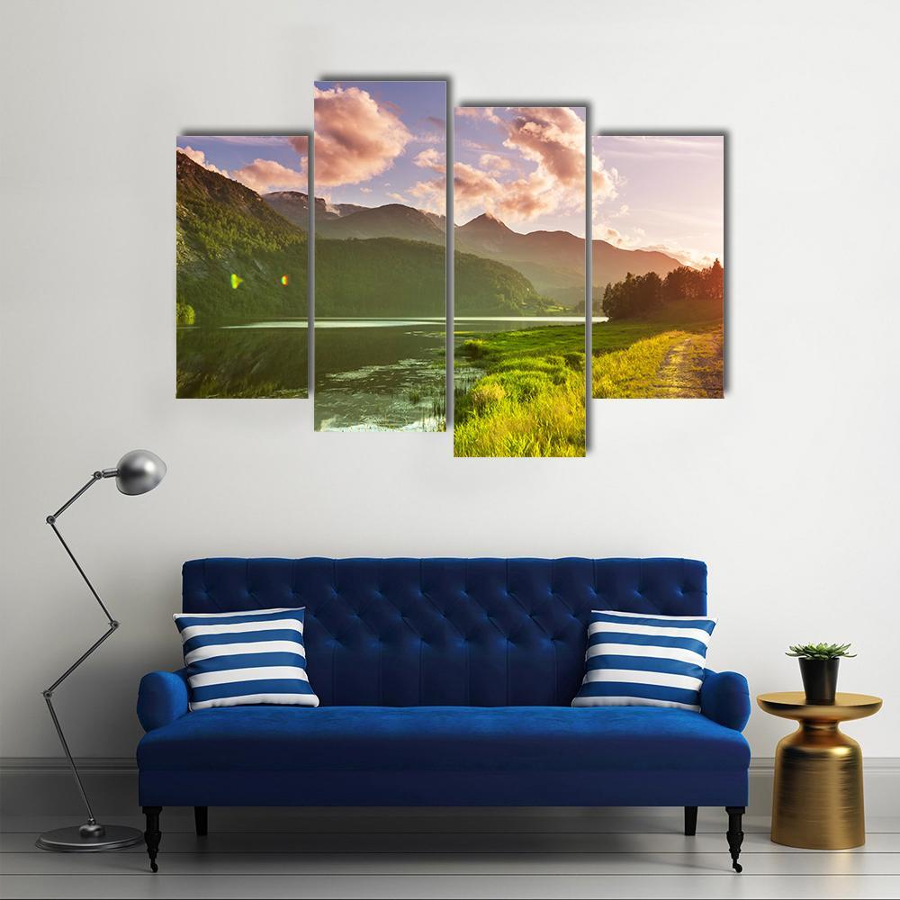 Norway Landscapes Canvas Wall Art-4 Pop-Gallery Wrap-50" x 32"-Tiaracle