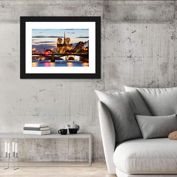 Notre Dame Cathedral Paris Canvas Wall Art-3 Horizontal-Gallery Wrap-25" x 16"-Tiaracle