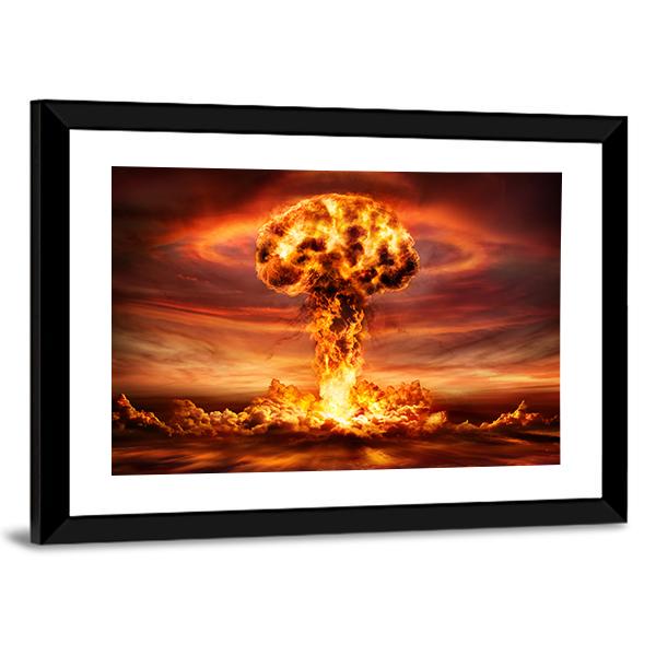 Nuclear Bomb Explosion Canvas Wall Art-3 Horizontal-Gallery Wrap-25" x 16"-Tiaracle