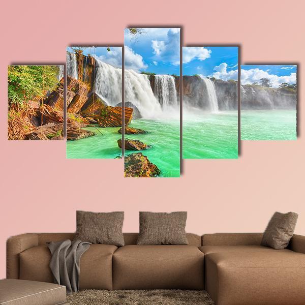 Nur Waterfall Vietnam Canvas Wall Art-5 Star-Gallery Wrap-62" x 32"-Tiaracle