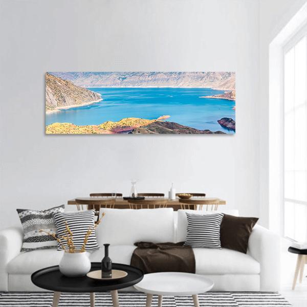 Nurek Reservoir Tajikistan Panoramic Canvas Wall Art-1 Piece-36" x 12"-Tiaracle