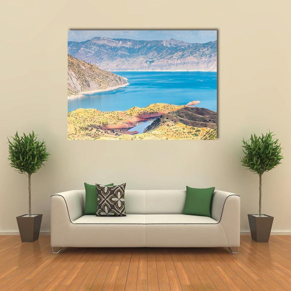 Nurek Reservoir Tajikistan Canvas Wall Art-1 Piece-Gallery Wrap-36" x 24"-Tiaracle