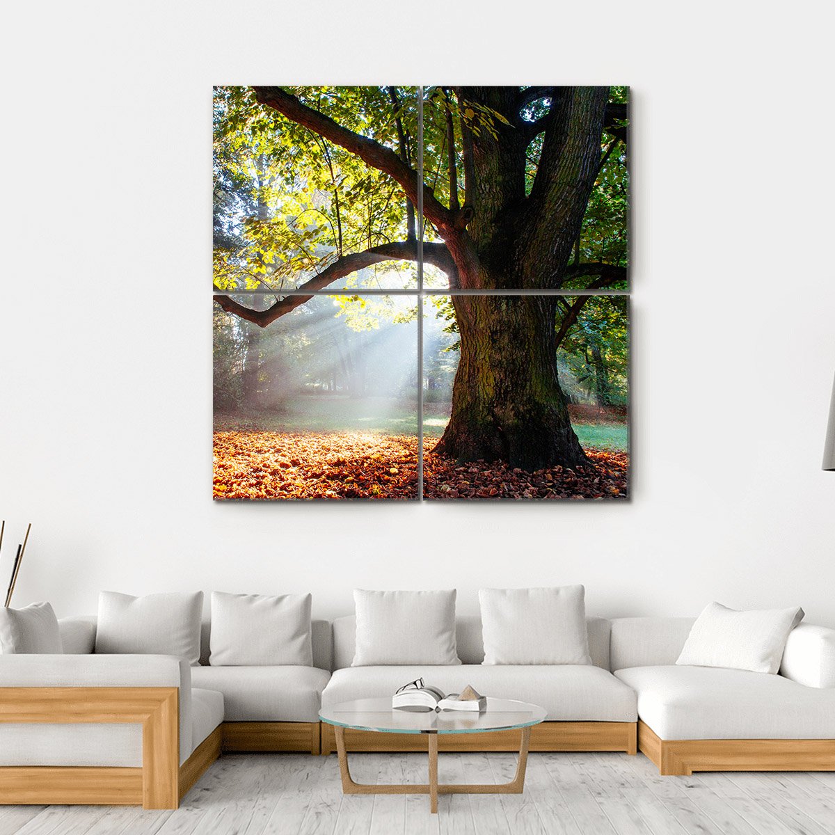 Mighty Oak Tree Canvas Wall Art-4 Square-Gallery Wrap-17" x 17"-Tiaracle
