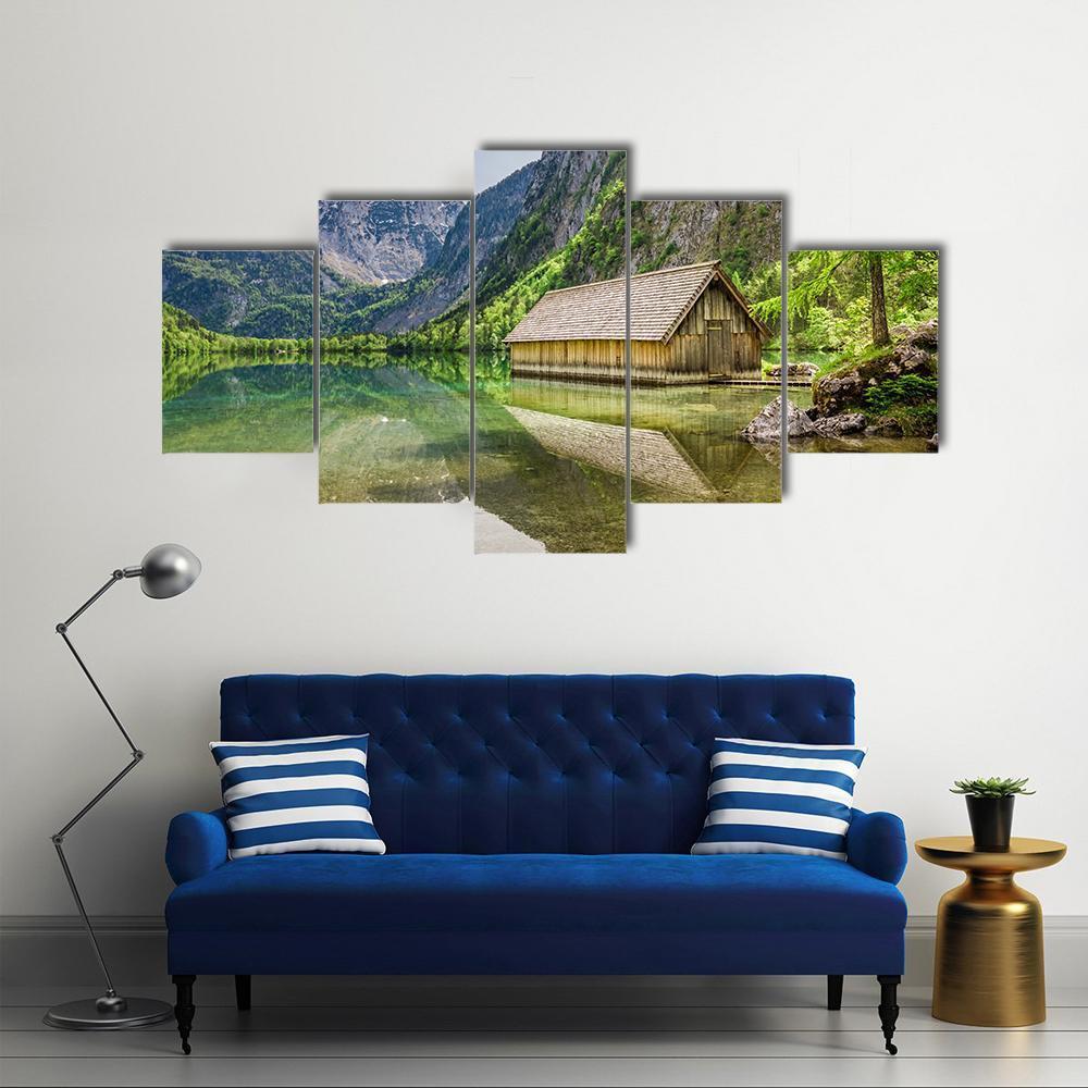Obersee Lake At Spring Canvas Wall Art-5 Star-Gallery Wrap-62" x 32"-Tiaracle