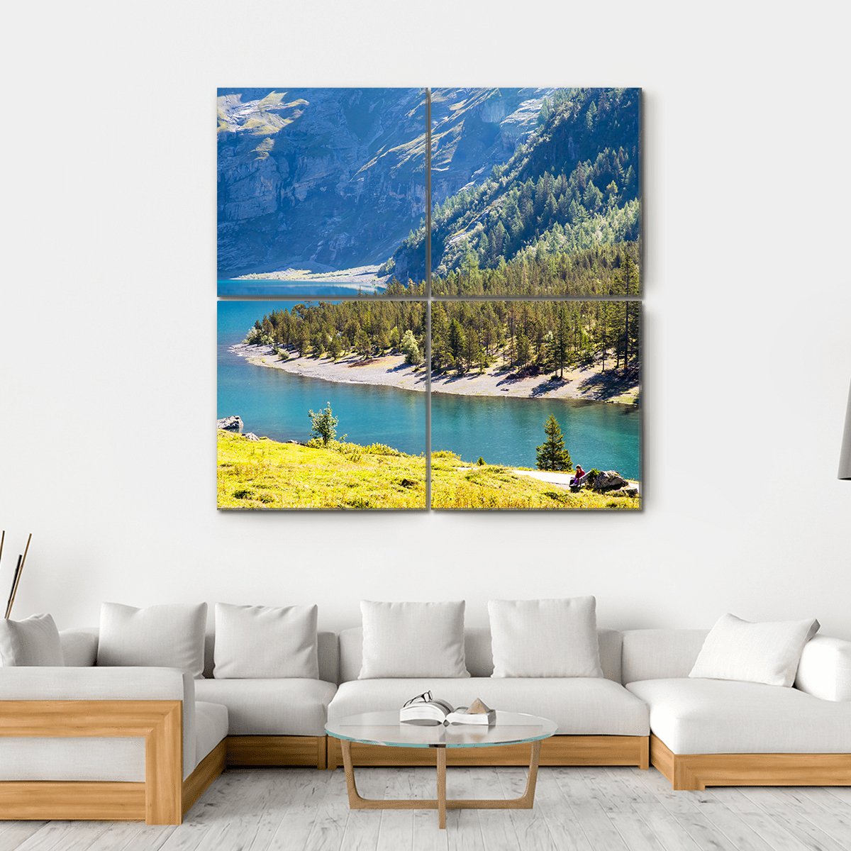 Oeschinen Lake Canvas Wall Art-4 Square-Gallery Wrap-17" x 17"-Tiaracle