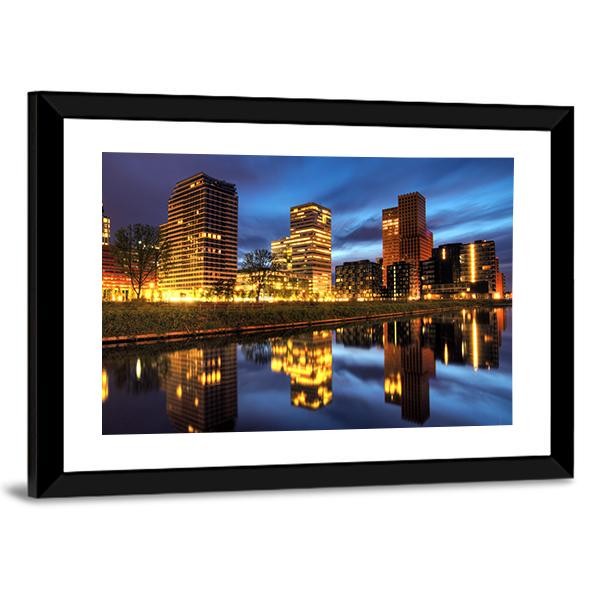 Office Buildings Amsterdam Canvas Wall Art-3 Horizontal-Gallery Wrap-25" x 16"-Tiaracle