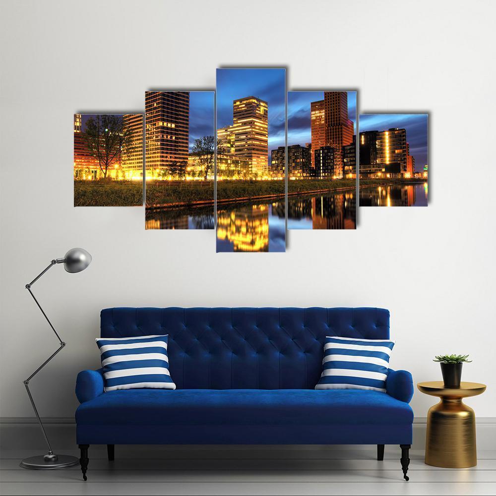 Office Buildings Amsterdam Canvas Wall Art-5 Star-Gallery Wrap-62" x 32"-Tiaracle