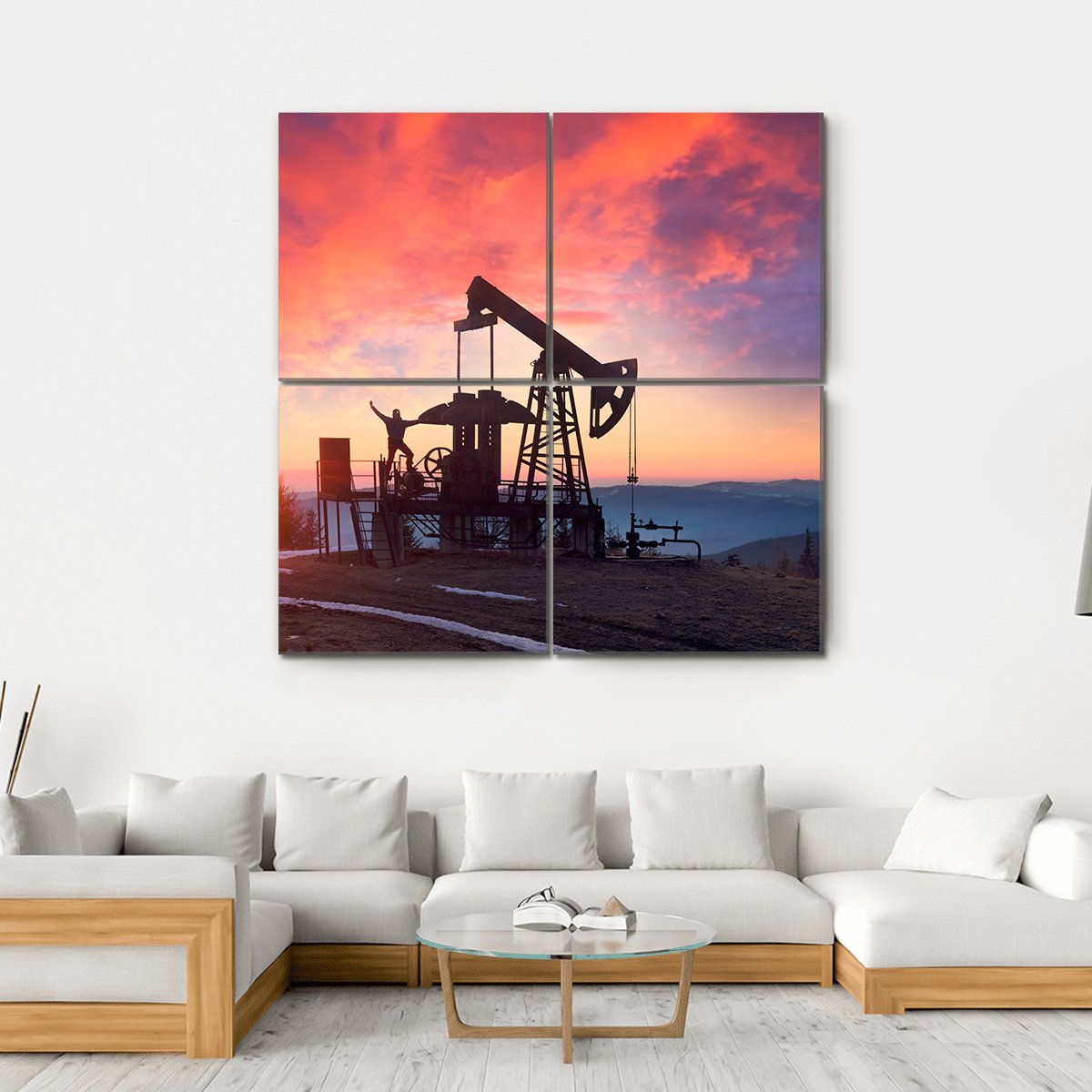 Oil & Gas Electric Pump Canvas Wall Art-4 Square-Gallery Wrap-17" x 17"-Tiaracle