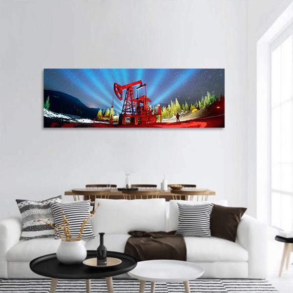 Oil & Gas Extraction Pump Panoramic Canvas Wall Art-1 Piece-36" x 12"-Tiaracle