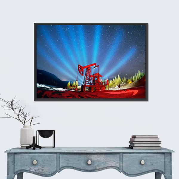Oil & Gas Extraction Pump Panoramic Canvas Wall Art-1 Piece-36" x 12"-Tiaracle
