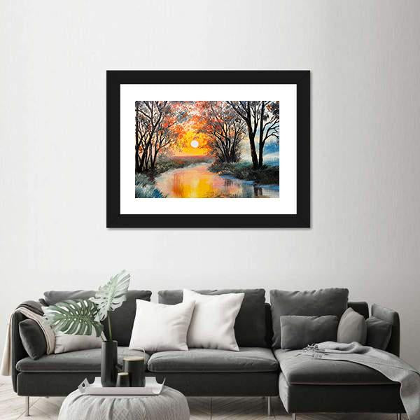 Oil Painting Of Nature Canvas Wall Art-1 Piece-Framed Print-20" x 16"-Tiaracle