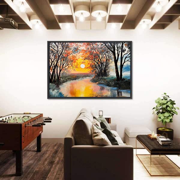 Oil Painting Of Nature Canvas Wall Art-5 Horizontal-Gallery Wrap-22" x 12"-Tiaracle
