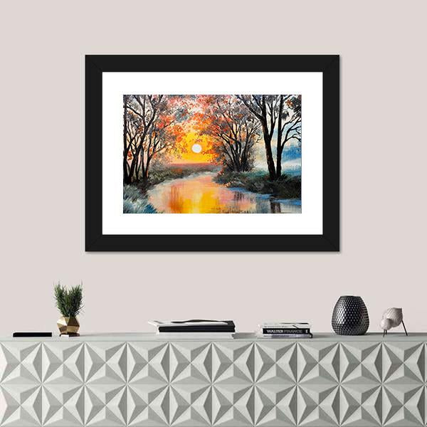 Oil Painting Of Nature Panoramic Canvas Wall Art-1 Piece-36" x 12"-Tiaracle