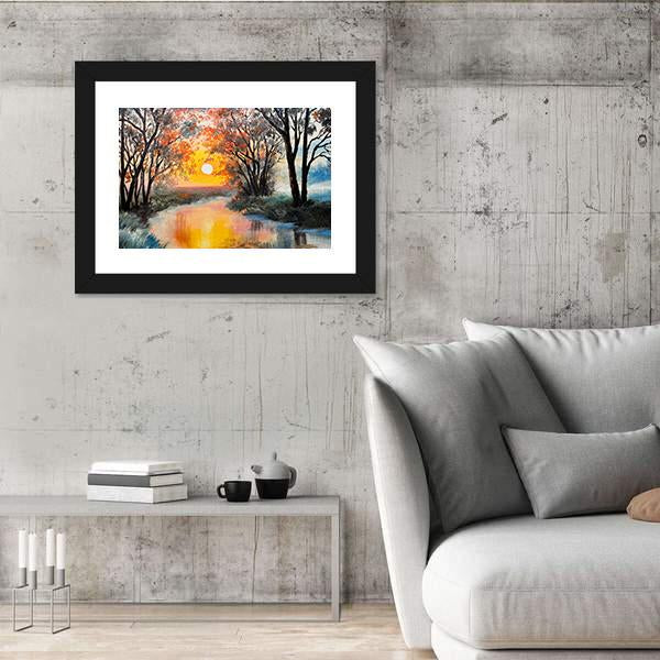 Oil Painting Of Nature Panoramic Canvas Wall Art-1 Piece-36" x 12"-Tiaracle