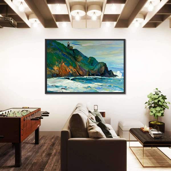 Oil Painting Of Seacoast Canvas Wall Art-3 Horizontal-Gallery Wrap-25" x 16"-Tiaracle