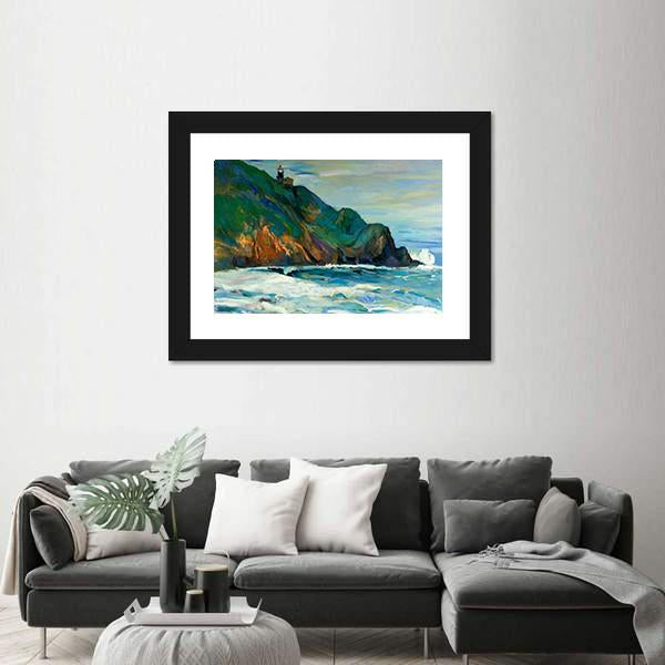 Oil Painting Of Seacoast Canvas Wall Art-3 Horizontal-Gallery Wrap-25" x 16"-Tiaracle