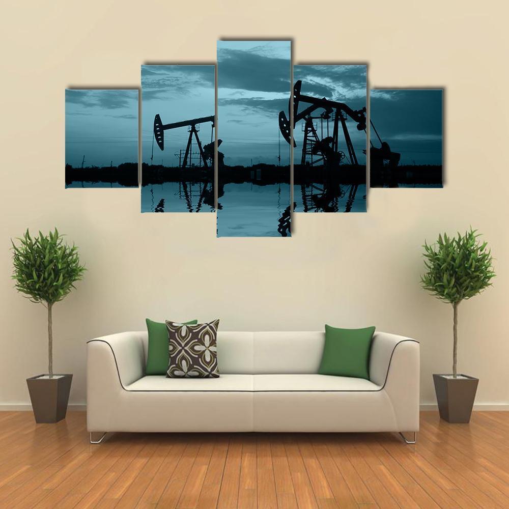 Oil Pipeline & Pumping Unit Canvas Wall Art-5 Star-Gallery Wrap-62" x 32"-Tiaracle
