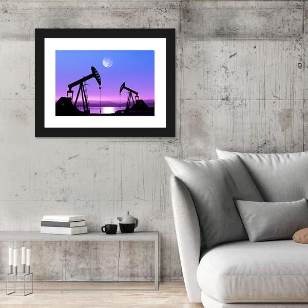 Oil Pump In Deserted District Canvas Wall Art-3 Horizontal-Gallery Wrap-25" x 16"-Tiaracle