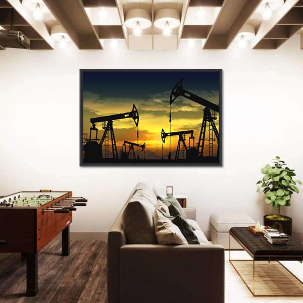 Oil Pump Jack In Operation Canvas Wall Art-3 Horizontal-Gallery Wrap-25" x 16"-Tiaracle