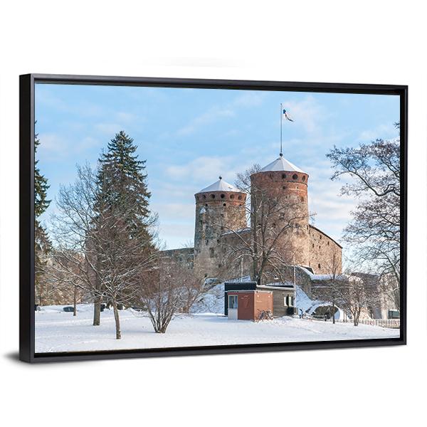 Olavinlinna Castle In Winter Canvas Wall Art-3 Horizontal-Gallery Wrap-25" x 16"-Tiaracle