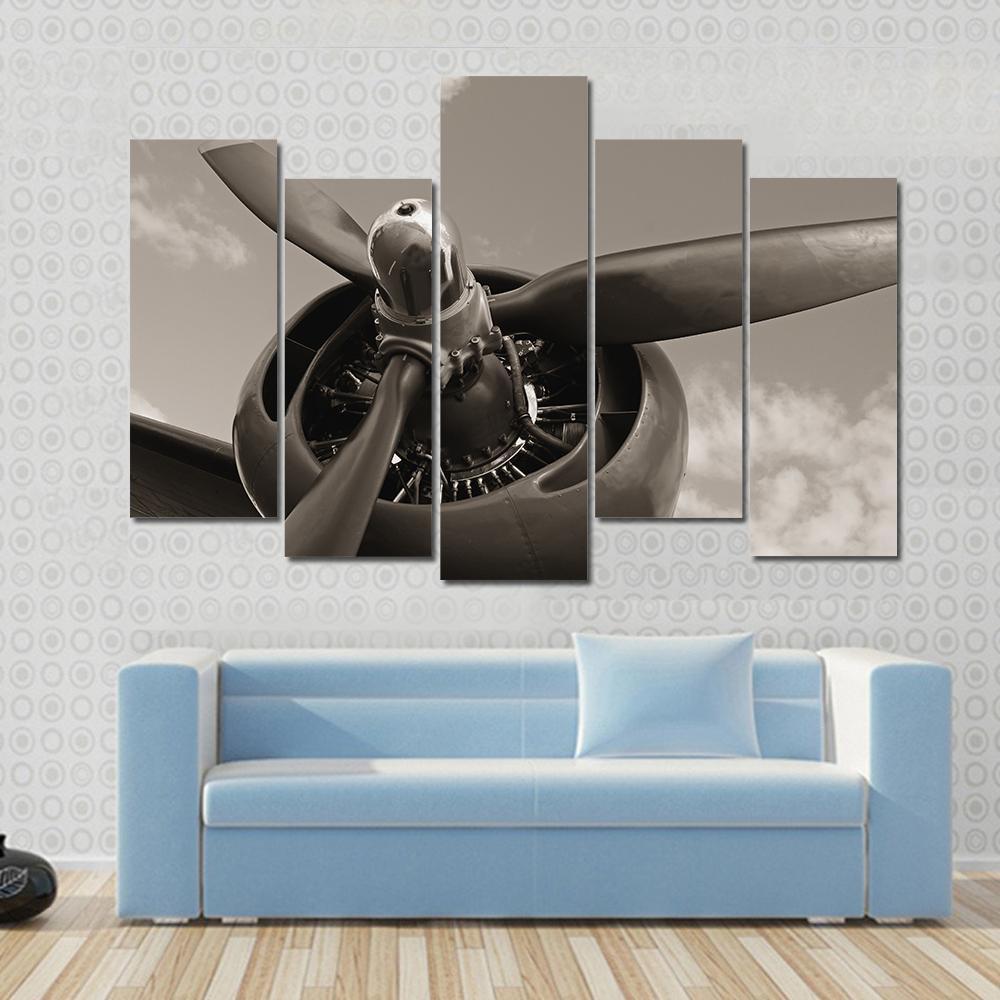 Old Airplane Propeller Canvas Wall Art-5 Pop-Gallery Wrap-47" x 32"-Tiaracle