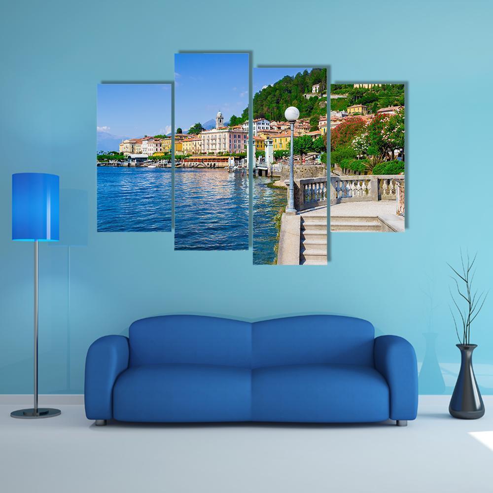 Old Bellagio With Como Lake Canvas Wall Art-4 Pop-Gallery Wrap-50" x 32"-Tiaracle