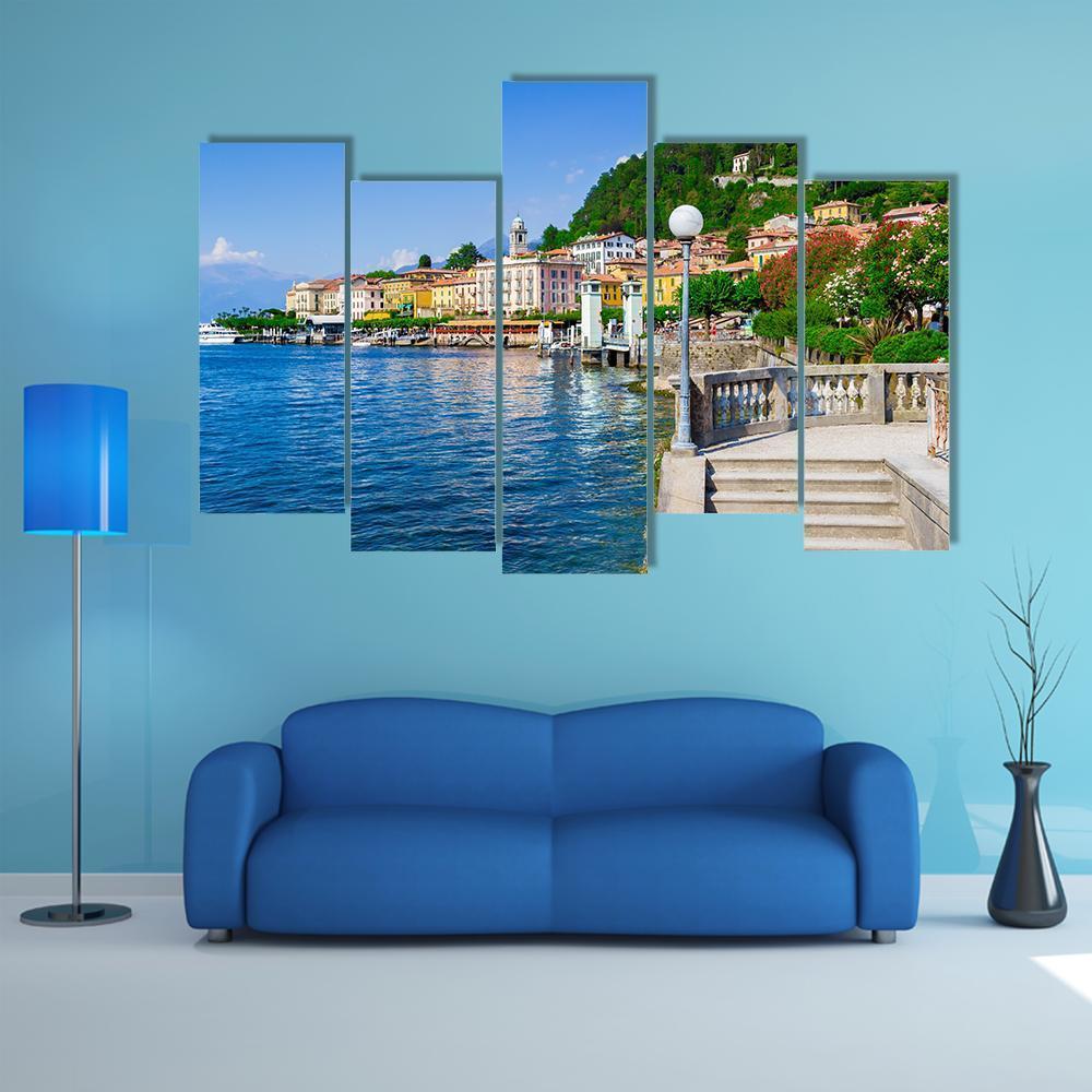 Old Bellagio With Como Lake Canvas Wall Art-5 Pop-Gallery Wrap-47" x 32"-Tiaracle