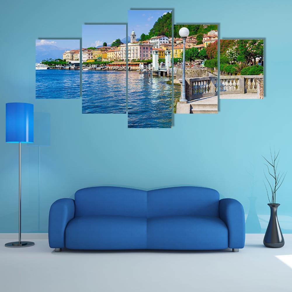 Old Bellagio With Como Lake Canvas Wall Art-5 Star-Gallery Wrap-62" x 32"-Tiaracle