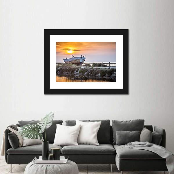 Old Boat Canvas Wall Art-3 Horizontal-Gallery Wrap-25" x 16"-Tiaracle
