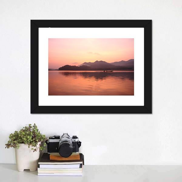 Old Boat In Lake Canvas Wall Art-1 Piece-Framed Print-20" x 16"-Tiaracle