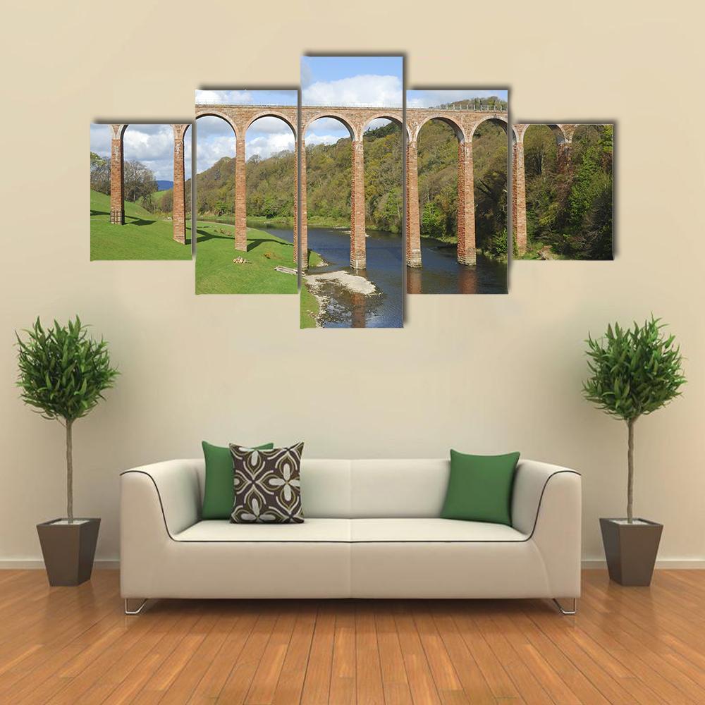 Old Bridge Over River Tweed Canvas Wall Art-5 Star-Gallery Wrap-62" x 32"-Tiaracle