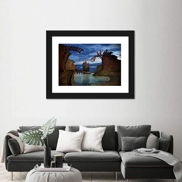 Old Broken Railway Bridge Canvas Wall Art-3 Horizontal-Gallery Wrap-25" x 16"-Tiaracle