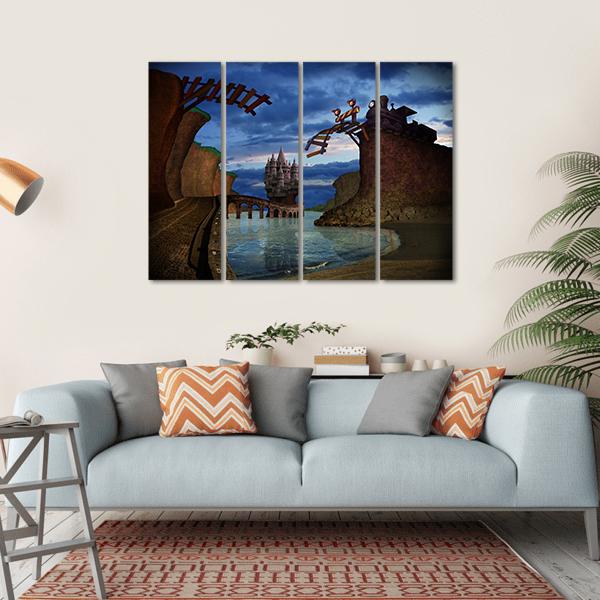 Old Broken Railway Bridge Canvas Wall Art-4 Horizontal-Gallery Wrap-34" x 24"-Tiaracle