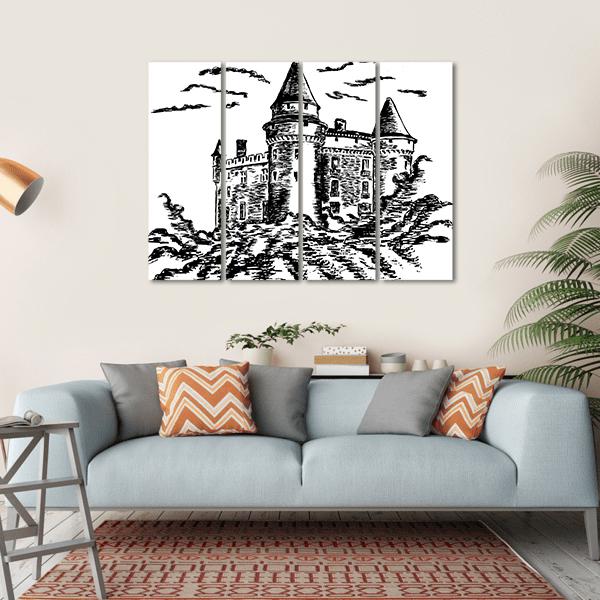 Old Castle Canvas Wall Art-4 Horizontal-Gallery Wrap-34" x 24"-Tiaracle