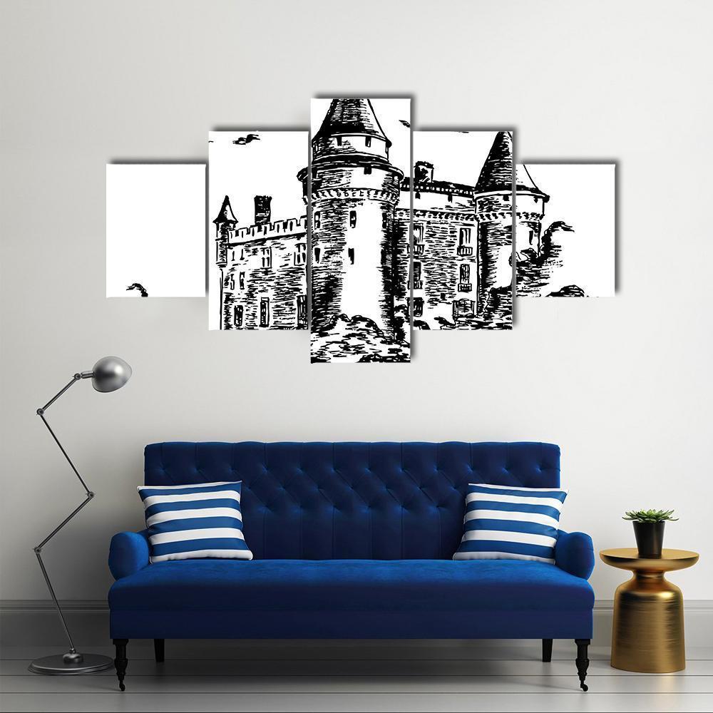 Old Castle Canvas Wall Art-5 Star-Gallery Wrap-62" x 32"-Tiaracle
