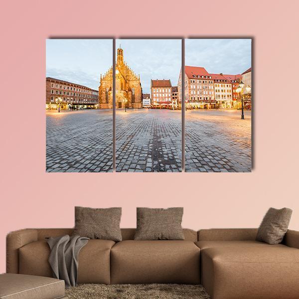Old Cathedral In Nurnberg City Canvas Wall Art-3 Horizontal-Gallery Wrap-25" x 16"-Tiaracle