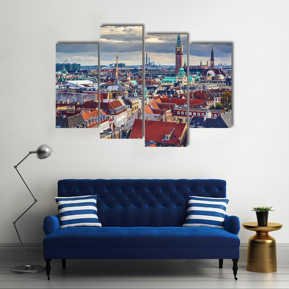 City Skyline Of Copenhagen Canvas Wall Art-4 Pop-Gallery Wrap-50" x 32"-Tiaracle