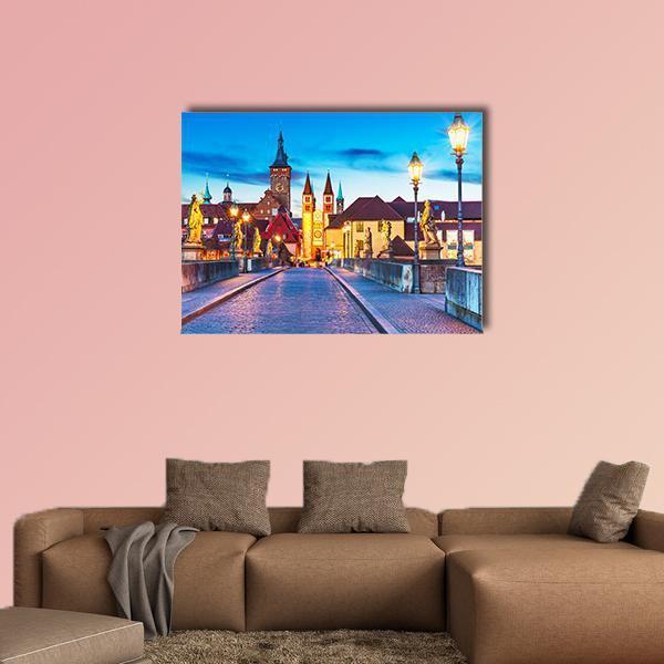 Old Town Of Wurzburg Canvas Wall Art-1 Piece-Gallery Wrap-48" x 32"-Tiaracle