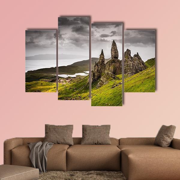 Storr Rock Scotland Canvas Wall Art-4 Pop-Gallery Wrap-50" x 32"-Tiaracle