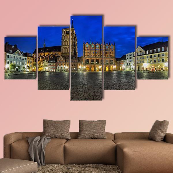 Old Market Square Germany Canvas Wall Art-5 Star-Gallery Wrap-62" x 32"-Tiaracle