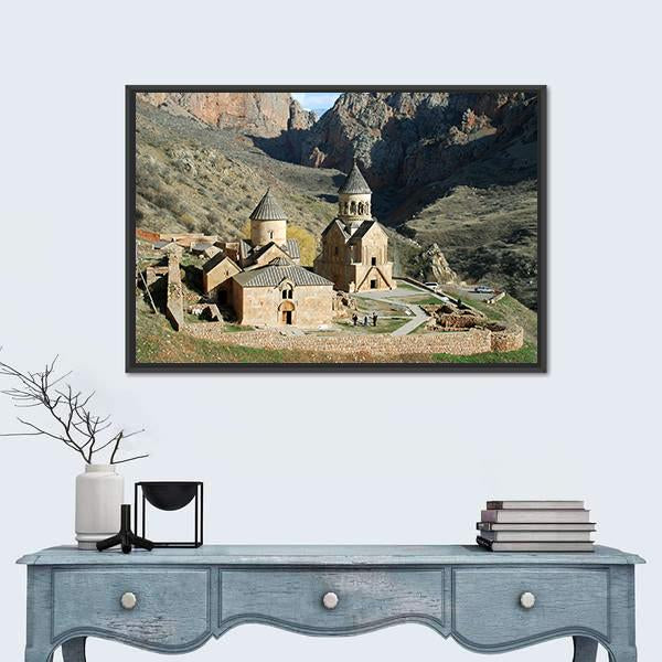 Old Medieval Monastery Complex Canvas Wall Art-1 Piece-Floating Frame-24" x 16"-Tiaracle