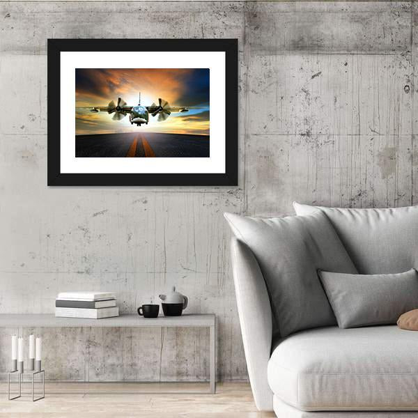 Old Military Container Plane Panoramic Canvas Wall Art-1 Piece-36" x 12"-Tiaracle