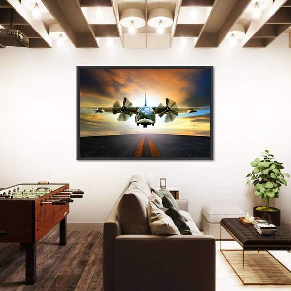 Old Military Container Plane Panoramic Canvas Wall Art-1 Piece-36" x 12"-Tiaracle