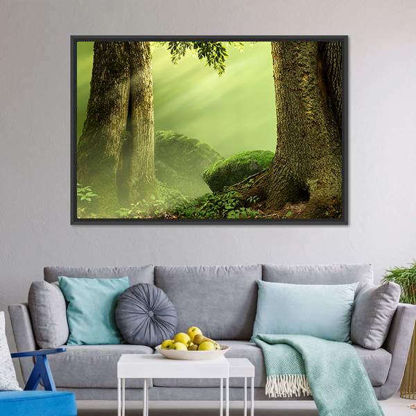 Old Mossy Trees Canvas Wall Art-3 Horizontal-Gallery Wrap-25" x 16"-Tiaracle
