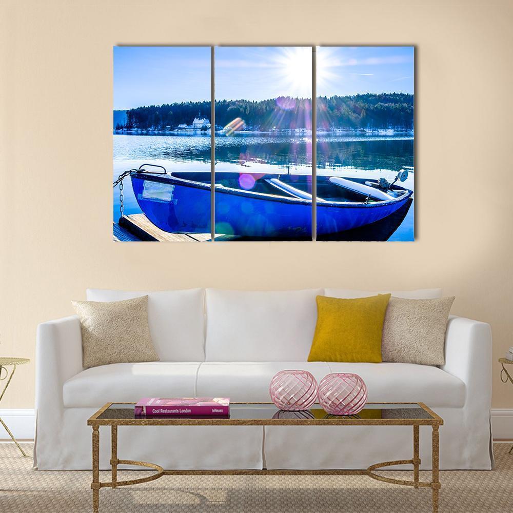 Rowboats At Walchensee Lake Canvas Wall Art-3 Horizontal-Gallery Wrap-37" x 24"-Tiaracle