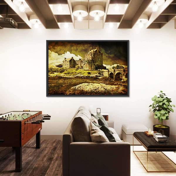 Old Scottish Castle Canvas Wall Art-3 Horizontal-Gallery Wrap-25" x 16"-Tiaracle